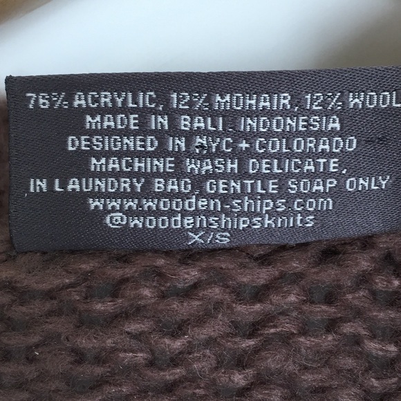 Wooden Ships "Stay Cozy" Wool Blend Sweater Brown Pink Women’s Size XS Oversized - Picture 7 of 13